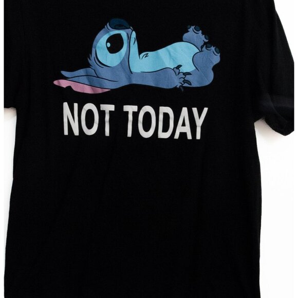 Disney Stitch Womens Black Cotton T-Shirt Not Today Graphic Short Sleeve M - Picture 5 of 8